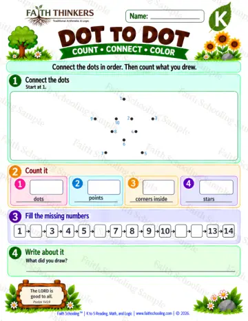 Kindergarten math worksheet — Dot To Dot Practice 4