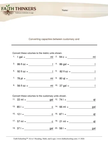 Converting Capacities Customary Metric 1