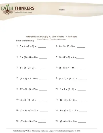 Order Operations Add Sub Mult 1