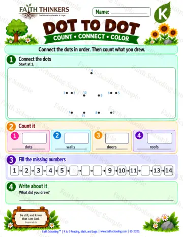 Kindergarten math worksheet — Dot To Dot Practice 5