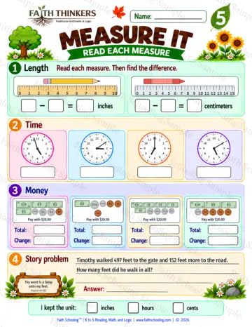5th Grade math worksheet — Measurement Practice 4