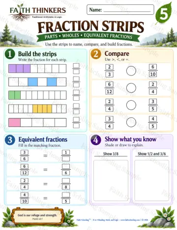 5th Grade math worksheet — Fractions Practice 9
