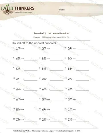 3rd Grade math worksheet — Rounding and Estimation. Round 3 Digit Numbers Nearest 100 3