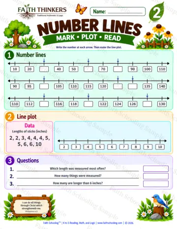 2nd Grade math worksheet — Number Lines Practice 8