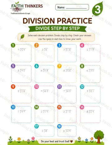 3rd Grade math worksheet — Summer Division Practice 9