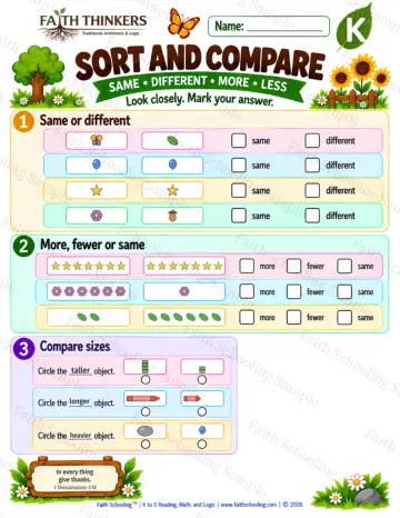 Kindergarten math worksheet — Matching and Classifying Practice 4