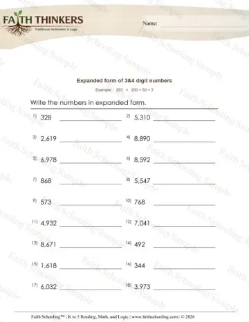 3rd Grade math worksheet — Expanded and Standard Form. Expanded Form (Practice 3)