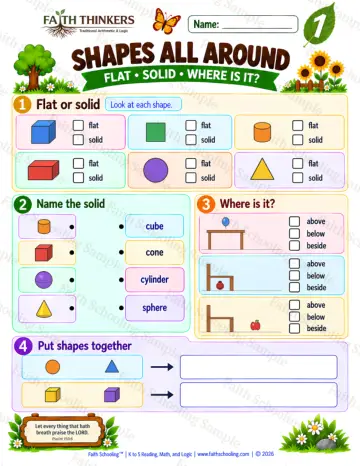 1st Grade math worksheet — Shapes All Around Practice 8