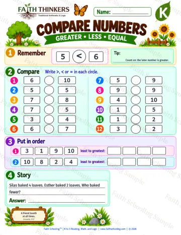 Kindergarten math worksheet — More, Fewer, and the Same Practice 4