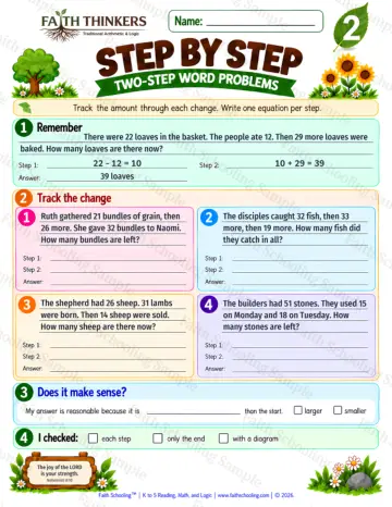 2nd Grade math worksheet — Step By Step Practice 9