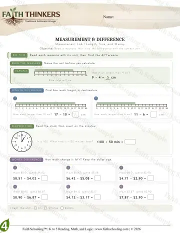 4th Grade math worksheet — Measurement (Practice 5)