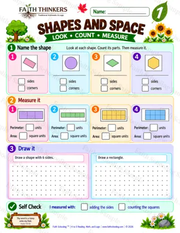 1st Grade math worksheet — 2D Shapes Practice 5