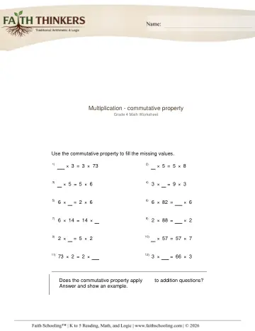 Multiplication Commutative Property 1