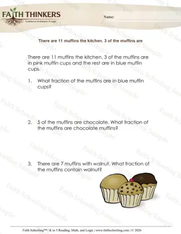 3rd Grade math worksheet — Fraction Word Problems 7 (Practice 2)