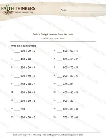 2nd Grade math worksheet — Writing and Reading Numbers. Digit Number from Parts 3