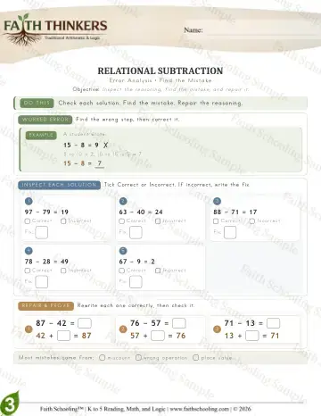 3rd Grade math worksheet — Reasoning & Fluency - Error (Practice 2)