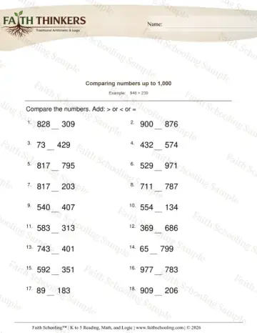2nd Grade math worksheet — Comparing Numbers. Compare Numbers 4