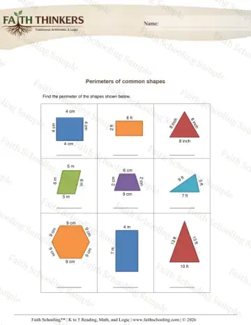 3rd Grade math worksheet — Perimeter and Area. Geometry Perimeter 4