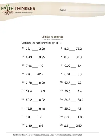 Compare Decimals More 1
