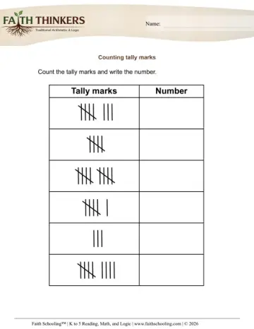 Grade 1 Math: Tally Frequency — worksheet preview