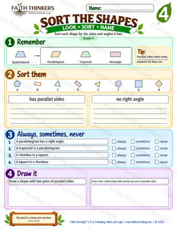 4th Grade math worksheet — Classifying Shapes Practice 8