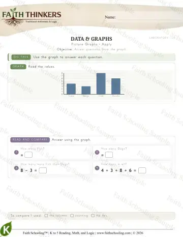 Kindergarten math worksheet — Picture Graphs (Practice 7)
