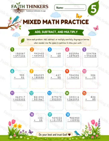 5th Grade math worksheet — Spring Mixed Practice 4