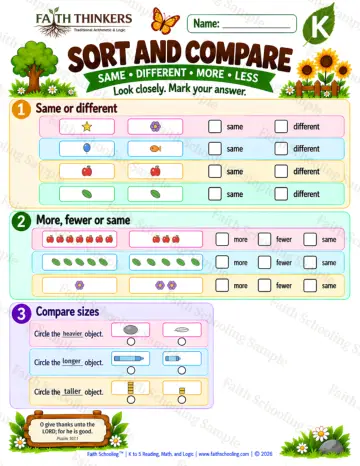 Kindergarten math worksheet — Matching and Classifying Practice 8