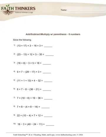 Order Operations Add Sub Mult 18