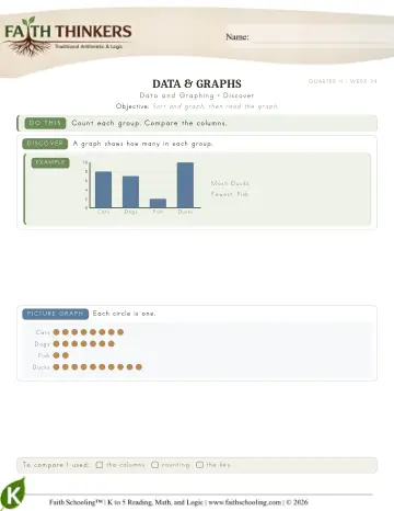 Kindergarten Math: Data And Graphing — worksheet preview