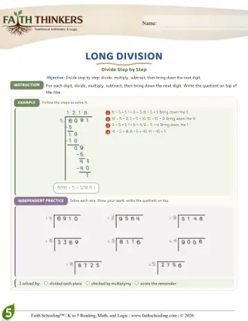 Grade 5 Math: Long Division — worksheet preview