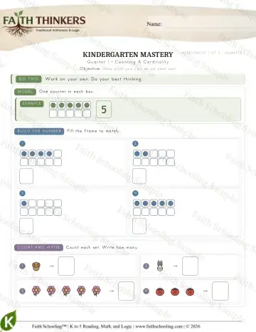 Kindergarten math worksheet — Counting Cardinality 1 (Practice 7)