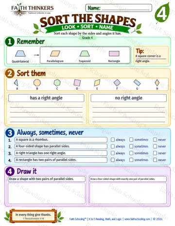 4th Grade math worksheet — Classifying Shapes Practice 5