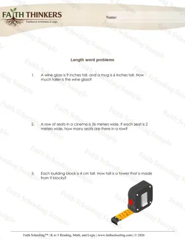 3rd Grade math worksheet — Length and Distance. Length Word Problems 7