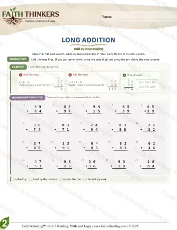 2nd Grade math worksheet — Addition with Regrouping. Long Addition (Practice 8)