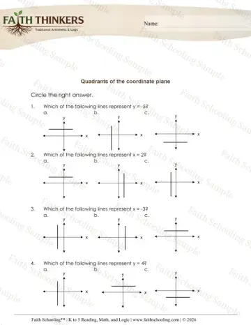 5th Grade math worksheet — Geometry Quadrants Coordinate Plane 4