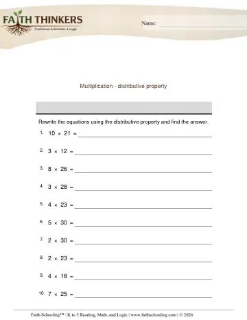 Multiplication Distributive Property 1