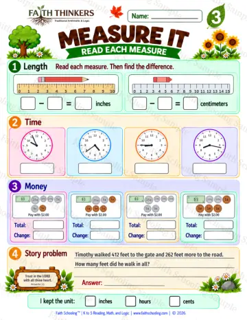 3rd Grade math worksheet — Measurement Practice 7