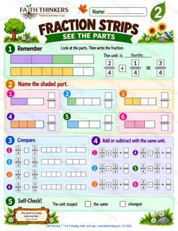 2nd Grade math worksheet — Fractions Practice 9