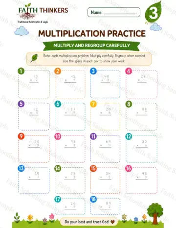 3rd Grade math worksheet — Summer Multiplication Practice 4