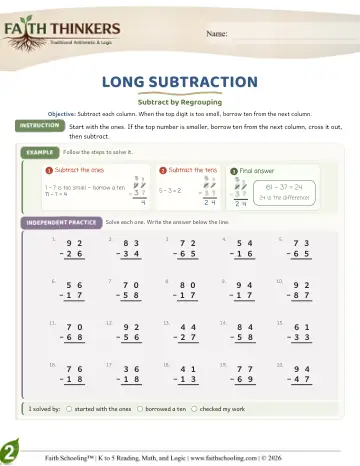 Long Subtraction (Practice 3)