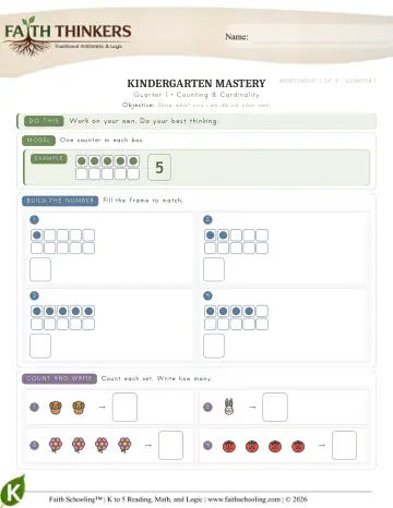 Kindergarten Math: Counting Cardinality — worksheet preview