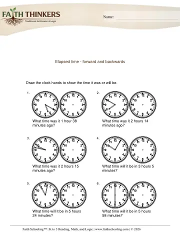 Grade 3 Math: Elapsed Time — worksheet preview