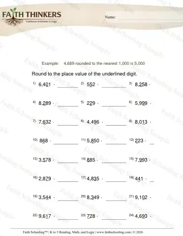 3rd Grade math worksheet — Round Numbers Nearest 10 or 100 2