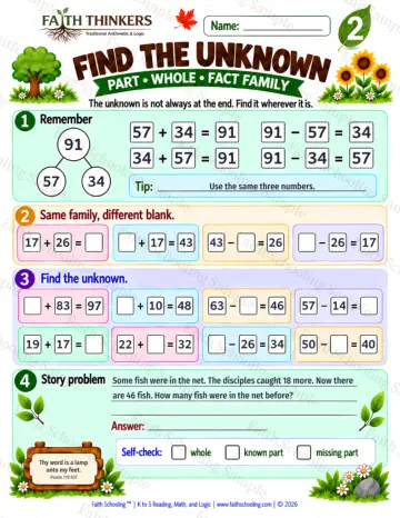 2nd Grade math worksheet — Find The Unknown Practice 4