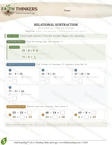 5th Grade math worksheet — Reasoning & Fluency - Error (Practice 4)