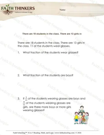 3rd Grade math worksheet — Fraction Word Problems 5 (Practice 2)
