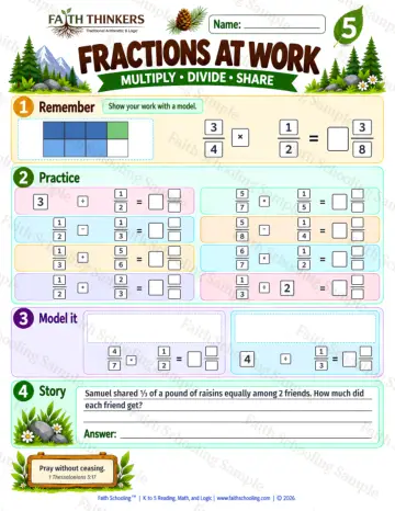 5th Grade math worksheet — Multiplying Fractions Practice 6