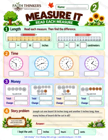 2nd Grade math worksheet — Measurement Practice 9