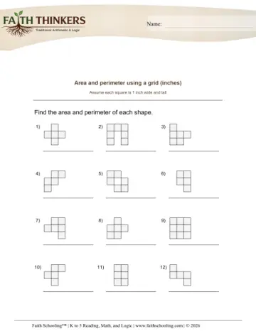 Grade 4 Math: Perimeter Area — worksheet preview